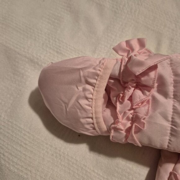 USPA baby girls pink bunting snowsuit 3-6 months fleece lined, has marks, NEW - Picture 9 of 9